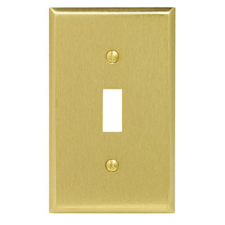 81001-PB Standard Size Traditional Wall Plate, 1 Gangs, 2-3/4 in W x 4-1/2 in H, Brass
