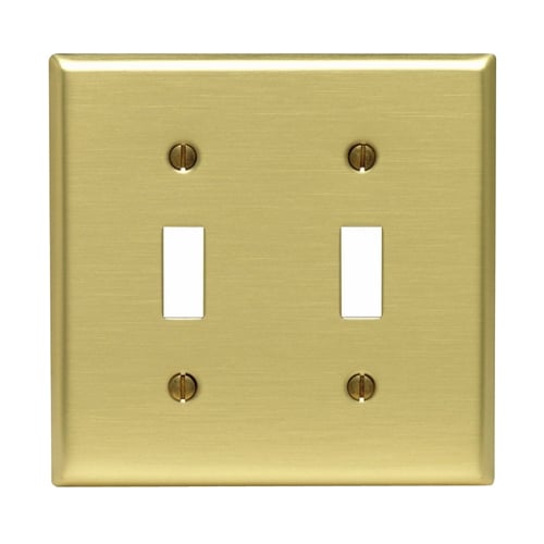 81009-PB Standard Wall Plate, 2 Gangs, Brass, Red