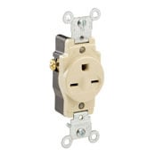 5029-I 1-Phase Heavy Duty Grounding Single Straight Blade Receptacle, 250 V AC, 15 A, 2 Poles, 3 Wires, Ivory