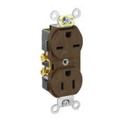 5031 1-Phase Duplex Heavy Duty Self-Grounding Straight Blade Receptacle, 125/250 V AC, 15 A, 2 Poles, 3 Wires, Brown