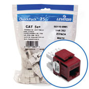 5G110-BR5 8-Conductor 8-Position Component Rated UTP Connector, Cat 5e Module, Panel Mount, 1 Ports, Plastic, Dark Red