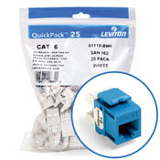 61110-BL6 8-Conductor 8-Position Channel/Component Rated UTP Connector, Cat 6 Module, Panel Mount, 1 Ports, Plastic, Blue