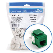61110-BV6 8-Conductor 8-Position Channel/Component Rated UTP Connector, Cat 6 Module, Panel Mount, 1 Ports, Plastic, Green