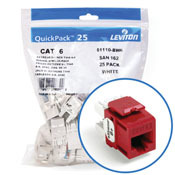 61110-BC6 8-Conductor 8-Position Channel/Component Rated UTP Connector, Cat 6 Module, Panel Mount, 1 Ports, Plastic, Crimson Red
