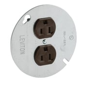 5042 Duplex Heavy Duty Grounding Straight Blade Receptacle With 4 in Cover, 125 V AC, 15 A, 2 Poles, 3 Wires, Brown