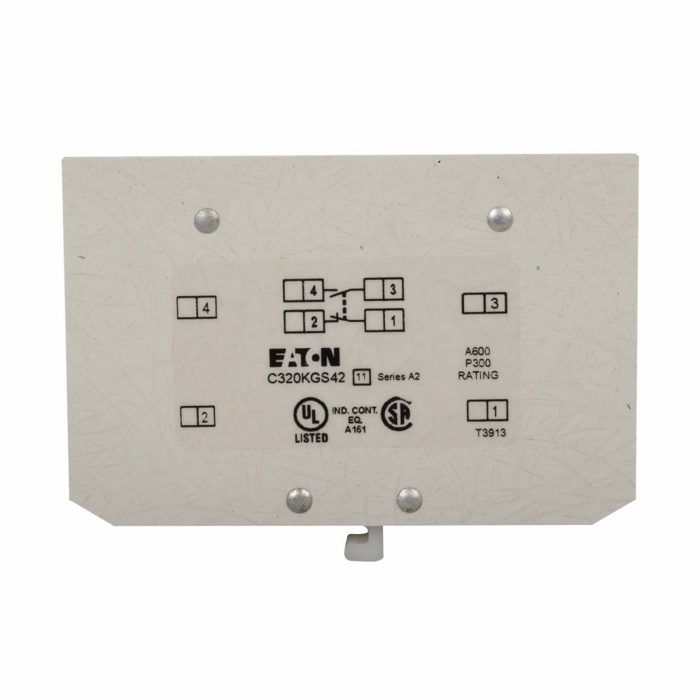 C320KGS42 Base Auxiliary Contact, 600 V AC, 2 Contacts, Silver Cadmium Alloy