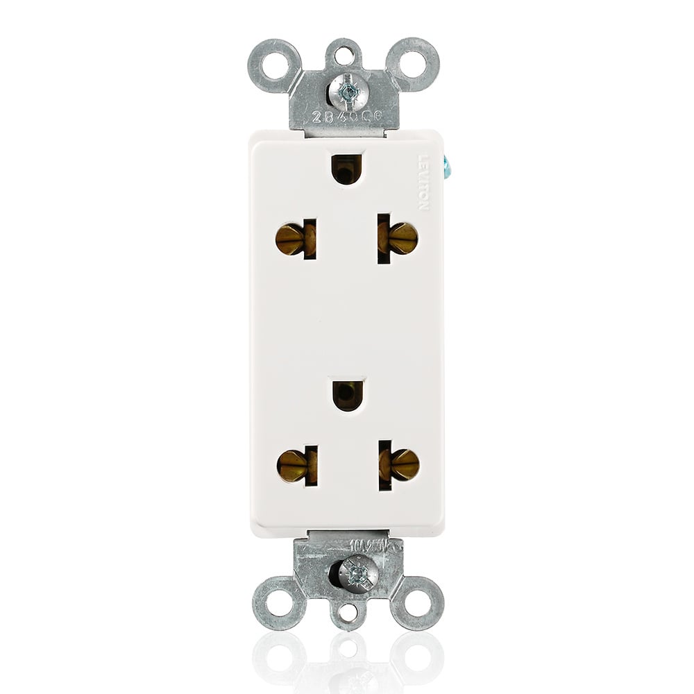 5825-W Decora Plus 1-Phase Duplex Grounding Tamper Resistant Universal Straight Blade Receptacle, 125/250 V AC, 15 A, 2 Poles, 3 Wires, White