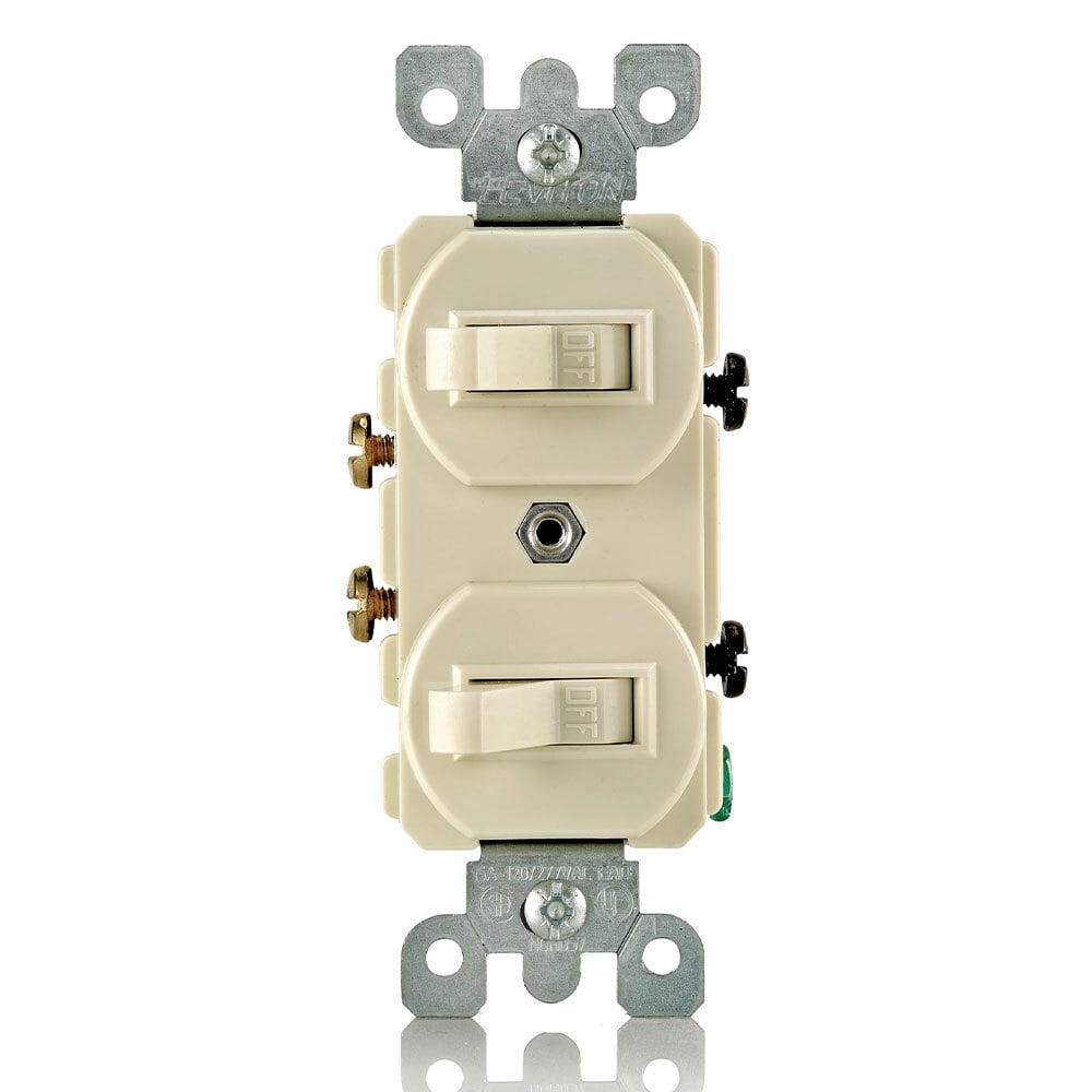 5224-2I Traditional Duplex Grounding Combination Switch With Receptacle, 20 A, 125 V AC, 1 hp, 1 Poles