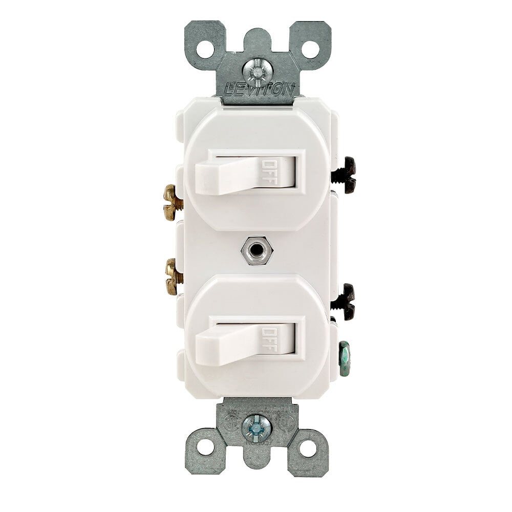 5224-2W Duplex Grounding AC Combination Switch With Receptacles, 15 A, 125 V AC, 1800 W, 1 Poles