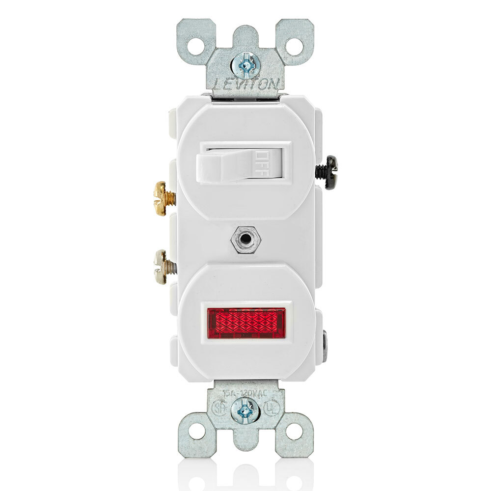 5226-W Duplex Grounding AC Combination Switch, 120/125 V AC, 15 A