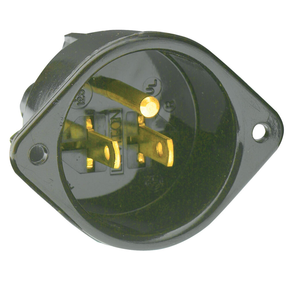 5239 Grounding Inlet Receptacle, 125 V AC, 15 A, 2 Poles, 3 Wires, Black