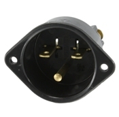 5240 Self-Grounding Straight Blade Flanged Inlet Receptacle, 250 V AC, 15 A, 2 Poles, 3 Wires, Black