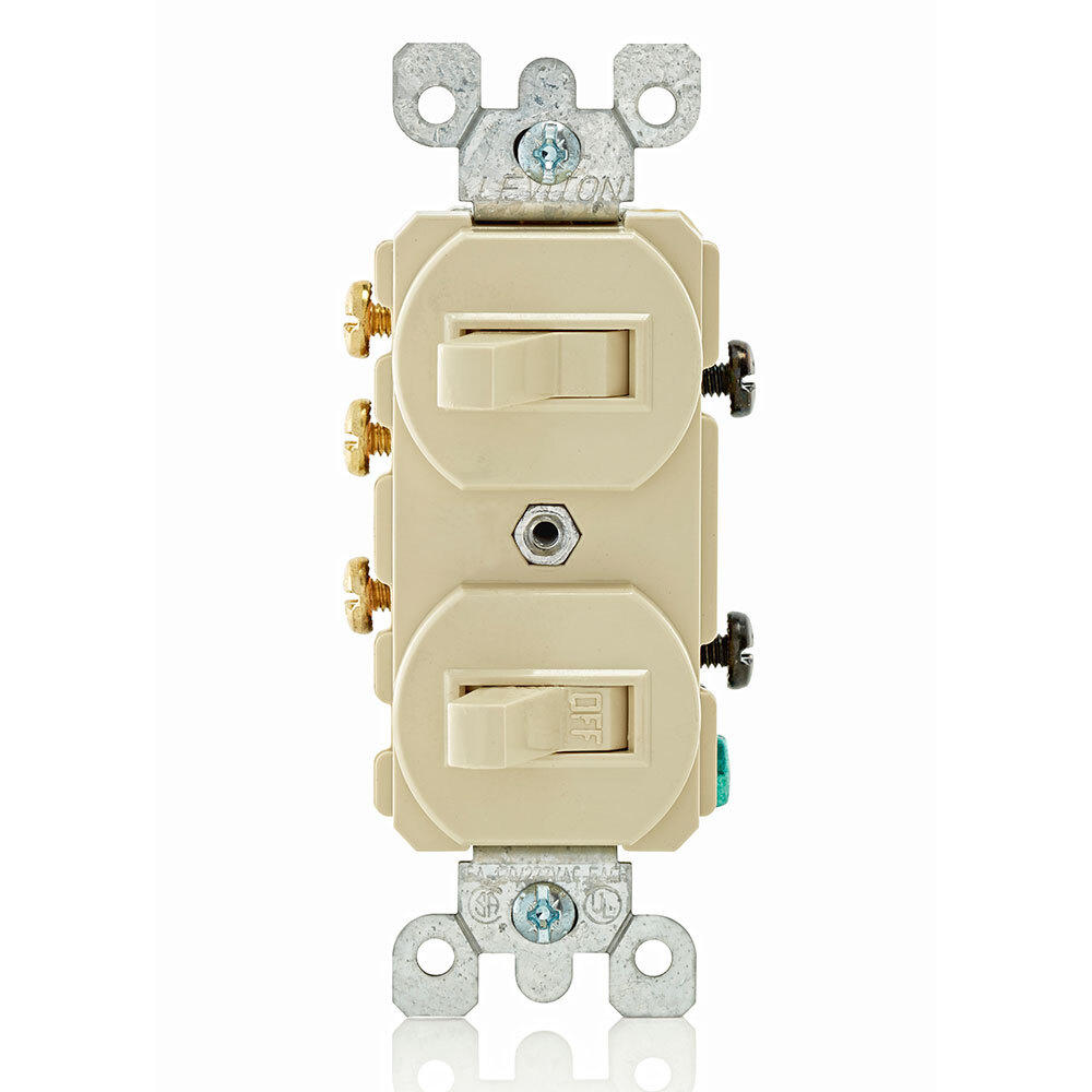 5241-I Traditional 3-Way Commercial Grade Duplex Non-Grounding Combination Switch, 20 A, 125 V AC, 1 hp, 1 Poles