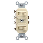 Leviton 5243 15 Amp, 120/277 Volt, Duplex Style Two 3-Way Combination Switch, Commercial Grade, Ivory