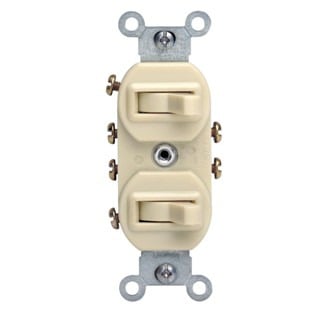 5243-W 3-Way Duplex Non-Grounding AC Combination Switch, 15 A, 125 V AC, 1800 W, 3 Poles