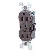 5248-ICP Duplex Grounding Straight Blade Receptacle With Ears, 125 VAC, 15 A, 2 Poles, 3 Wires, Ivory