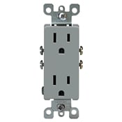 5325-GY Duplex Grounding Straight Blade Receptacle, 125 V AC, 15 A, 2 Poles, 3 Wires, Gray