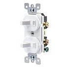 Leviton 5334-I 20 Amp, 120/277 Volt, Duplex Style Single-Pole / Single-Pole AC Combination Switch, Commercial Grade, Brown