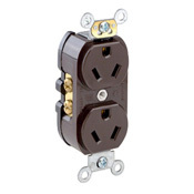 5585 Duplex Heavy Duty Slim Straight Blade Receptacle, 277 V AC, 15 A, 2 Poles, 3 Wires, Brown