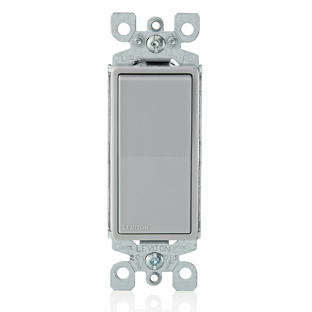 5601-2GY Decora Grounding AC Quiet Switch, 120/277 V AC, 15 A, 1/2 hp, 2 hp Power Rating