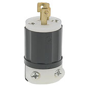 ML1-P Cable Mount Non-Grounding Locking Plug, 125 V AC, 15 A, 2 Poles, 2 Wires, Black/White