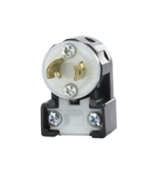 ML1-AP Angled Cable Mount Non-Grounding Locking Plug, 125 V AC, 15 A, 2 Poles, 2 Wires, Black/White