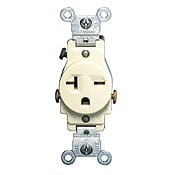 5821 Heavy Duty Grounding Narrow Body Straight Blade Receptacle, 250 V AC, 20 A, 2 Poles, 3 Wires, Brown