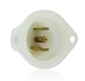 ML3-PB Non-Grounding Receptacle Locking Flanged Inlet, 125/250 V AC, 15 A, 3 Poles, 3 Wires, White