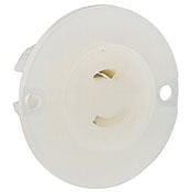 ML1-PER Non-Grounding Receptacle Locking Flanged Outlet, 125 V AC, 15 A, 2 Poles, 2 Wires, White
