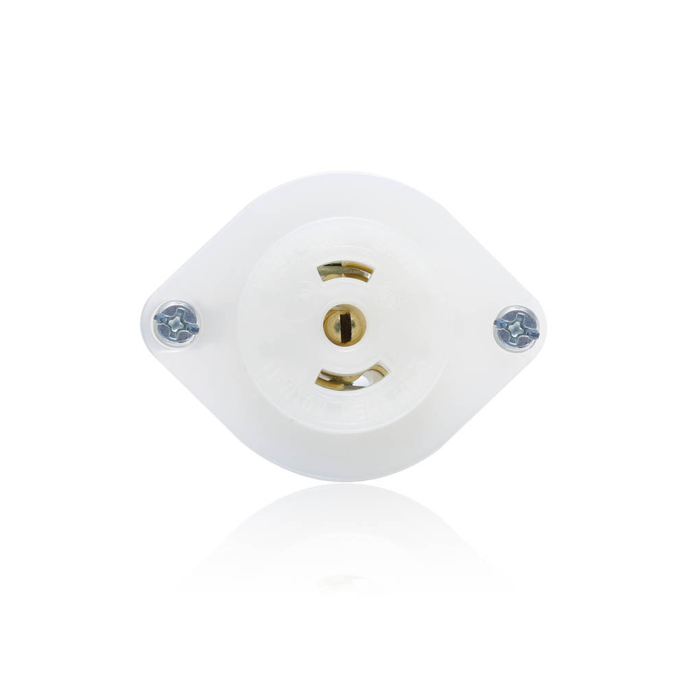 ML2-PER Non-Grounding Receptacle Locking Flanged Outlet, 125 V AC, 15 A, 2 Poles, 3 Wires, White