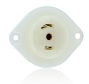 ML3-PER Non-Grounding Receptacle Locking Flanged Outlet, 125/250 V AC, 15 A, 3 Poles, 3 Wires, White