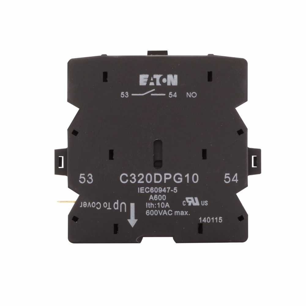 F1C320DPG10 Heavy Duty Pilot Rated Auxiliary Contact With Pressure Plate, Quick Connect Terminal, 600 V AC, 10 A, 1 Contact