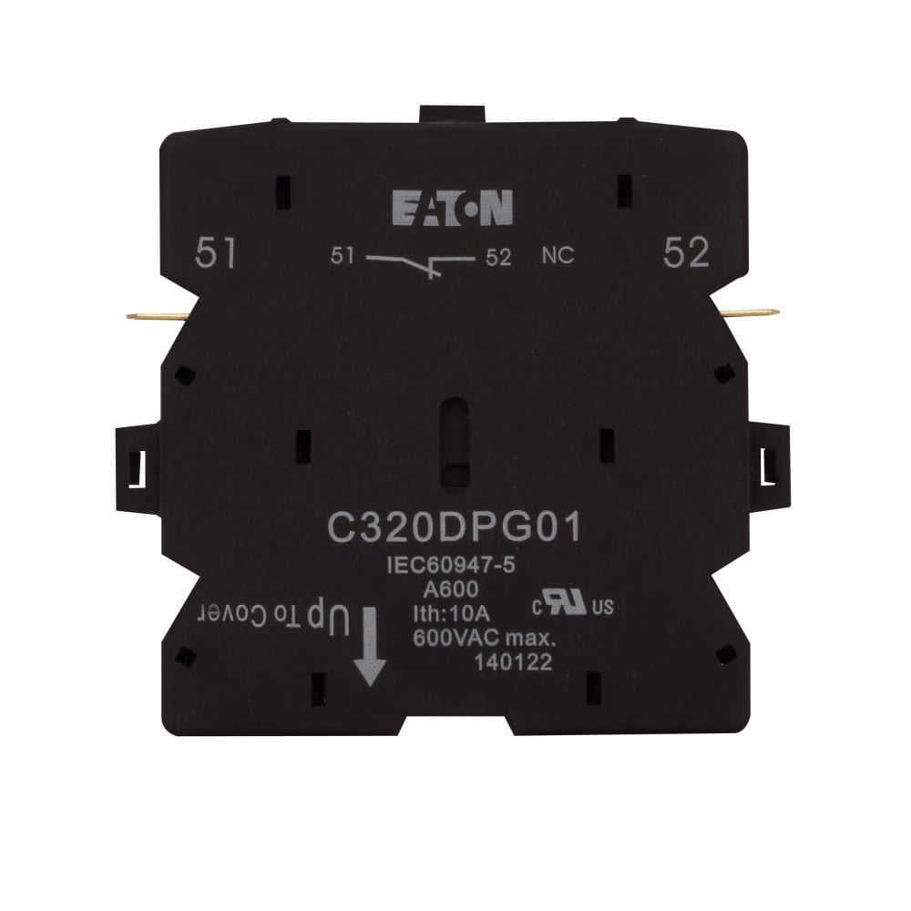 FIC320DPG01 F1 Heavy Duty Pilot Rated Auxiliary Contact With Pressure Plate, Quick Connect Terminal, 600 V AC, 10 A, 1 Contact
