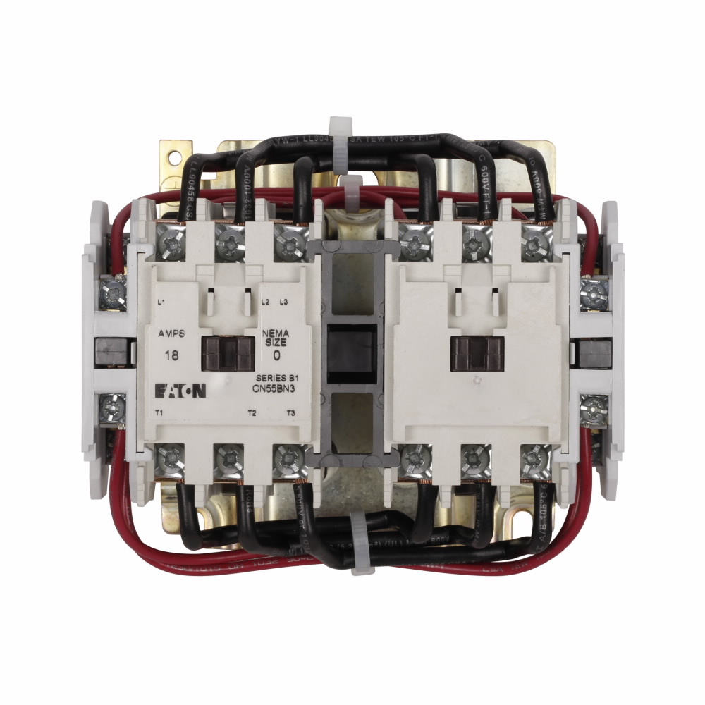 CN55BN3AB Freedom 1/3-Phase B-Frame Reversing NEMA Contactor With Steel Mounting Plate, 110/120 V AC V Coil, 18 A, 1NO Contact, 3 Poles