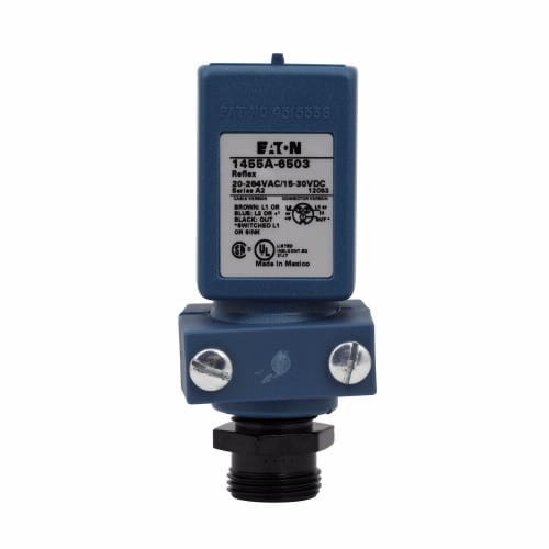 1455A-6503 Forward Viewing Fully Potted Photoelectric Sensor, Rectangle Shape, 30 ft, Infrared Sensing Beam, 10 ms Response, AC L1 Switch/DC NPN Open Collector Output