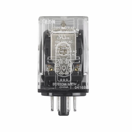 D3PR3A Standard General Purpose Relay, 16 A, 11 Pin, 3 Form C 3PDT Contact, 120 V AC V Coil