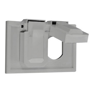 4976-GY Weather-Resistant Wall Plate Cover with Self Closing Lid, 1 Gangs, 3 in W x 4.562 in H, Thermoplastic, Gray