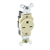 5661-I 1-Phase Heavy Duty Single Straight Blade Receptacle, 250 V AC, 15 A, 2 Poles, 3 Wires, Ivory