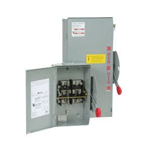 DT363NWK K Series Heavy Duty Fusible Double Throw Safety Switch With Neutral, 600 V AC/250 V DC, 100 A, 3 Form C 3PDT Contact, 3 Poles