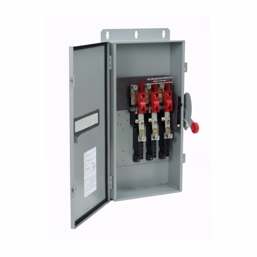 DH324NDKW Fusible Heavy Duty Single Throw Safety Switch With Upper Viewing Window, 240 V AC, 200 A, 15 hp, 25 hp, 40 hp, 60 hp, 3 Poles