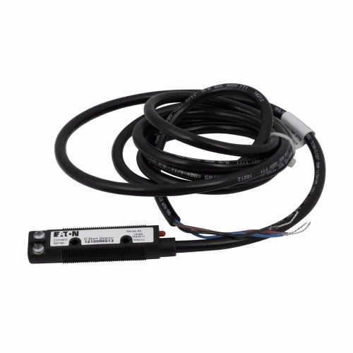 12100R6513 Comet Forward Viewing Photoelectric Sensor, Tubular Shape, 20 ft, Visible Red Sensing Beam, 10 ms Response, AC L1 Switch/DC NPN Open Collector Output