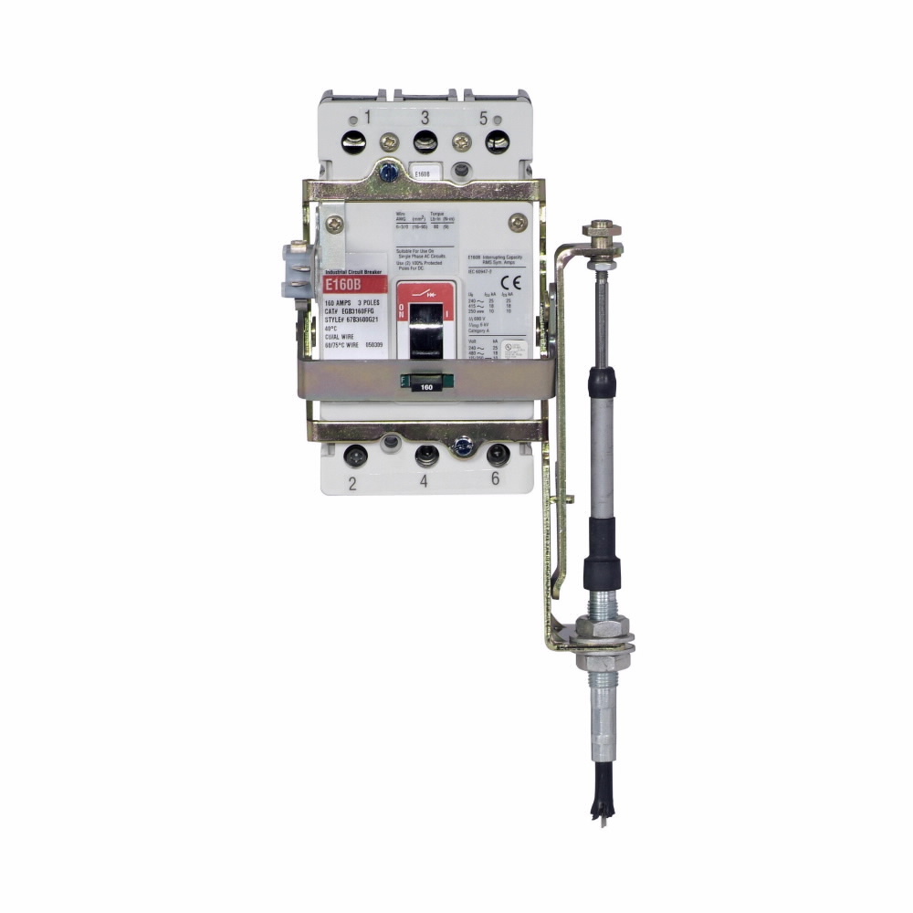 EHMFS04 Handle Mechanism, NEMA 1/3R NEMA Rating, Rotary/Variable Depth Handle Handle/Operation, Through-The-Door Handle Mounting, For Use With G Series EG-Frame Molded Case Circuit Breaker, Flexible Shaft Handle to Device Connection