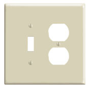 86105 Oversized Combination Wall Plate, 2 Gangs, 5.31 in W x 5.25 in H, Thermoset, Ivory