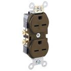 15 Amp, 250 Volt, Narrow Body Duplex Receptacle, Straight Blade, Commercial Grade, Self Grounding, Canadian, Brown