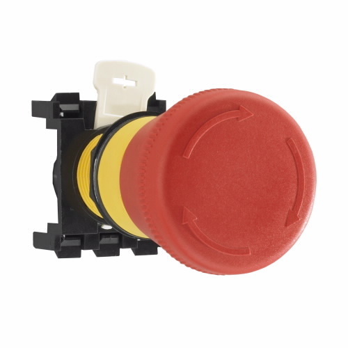 E22LTA2QB Heavy Duty Non-Illuminated Push-Latch Push Button Selector Switch, 40 mm, 1NO Contact, Mushroom Head Operator, Black/Red