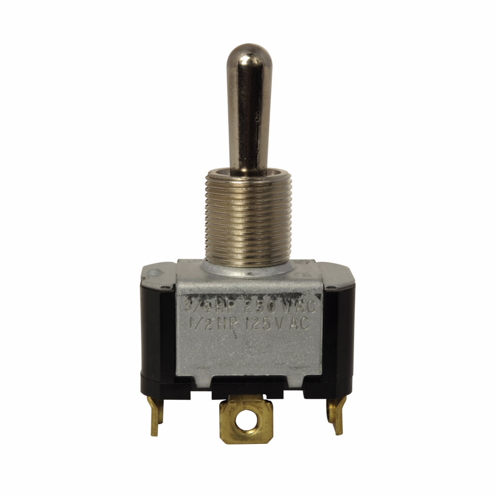 E10T115BS AC Rated On/Off Toggle Switch, 250 V AC, 10 A, 1/2 hp Power Rating, SPST Contact