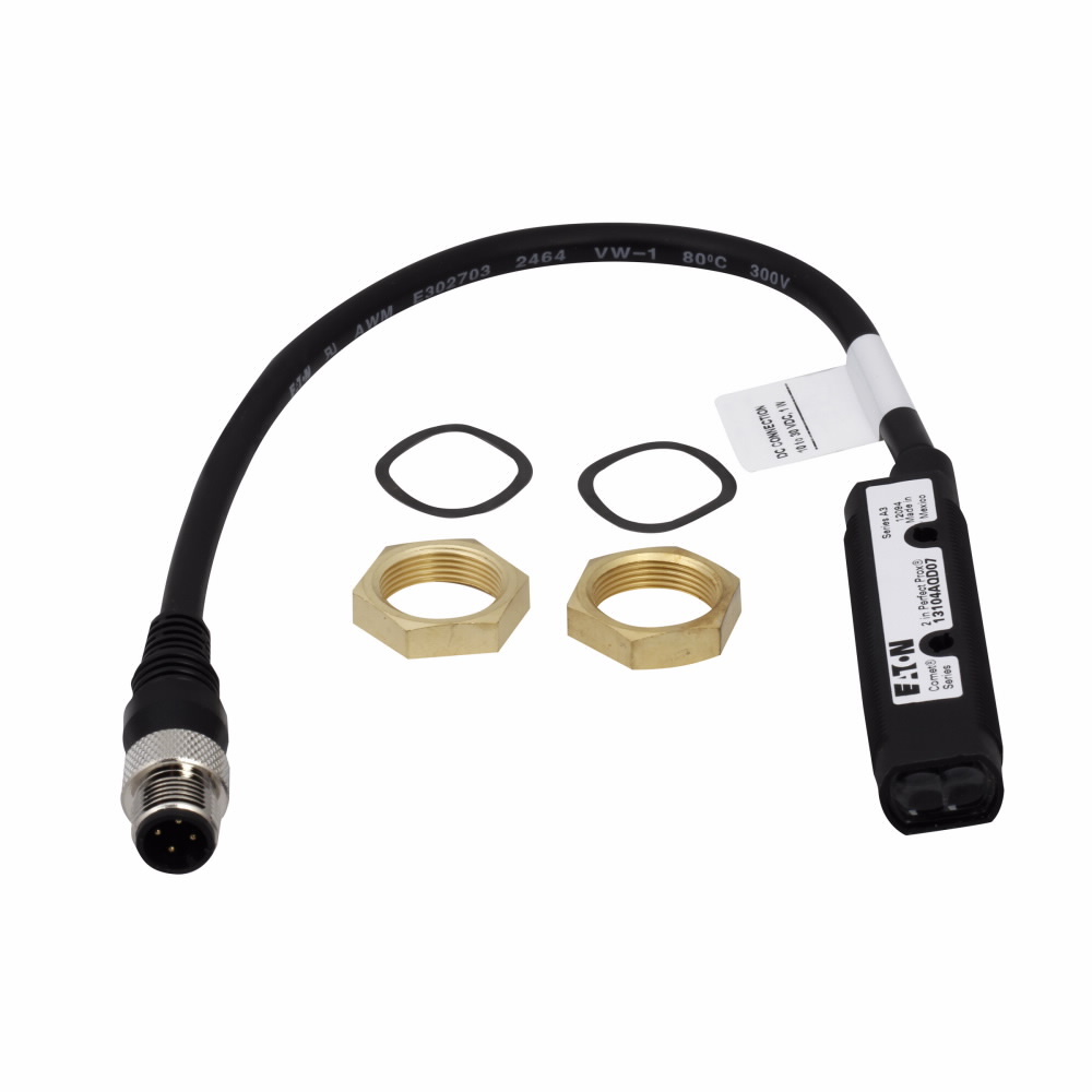 13104AQD07 Comet 3/4-Wire Forward Viewing Photoelectric Sensor, Tubular Shape, 2 in, Red Laser Sensing Beam, 1/3.5 ms Response, NPN/PNP Open Collector Output