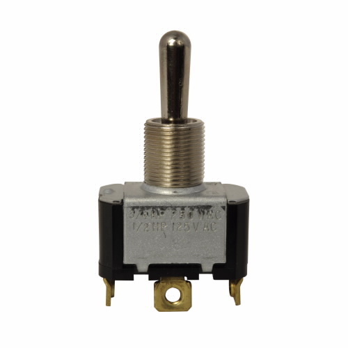 E10T115DS AC Rated On/Off Toggle Switch, 125/250 V AC, 10/15 A, 3/4 hp Power Rating, SPST Contact