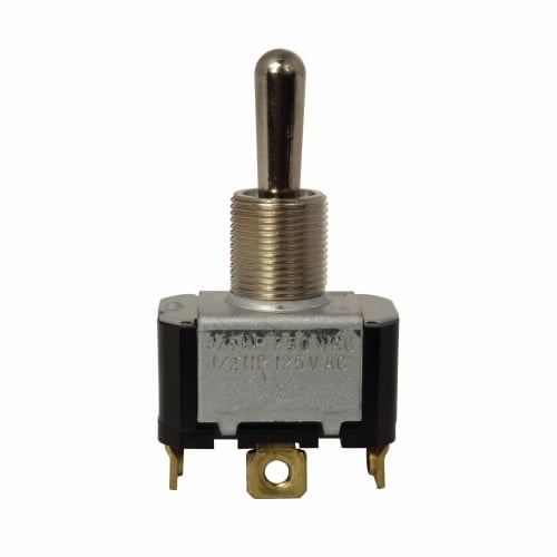 E10T115ES AC Rated On/Off Toggle Switch, 125 V AC/28 V DC, 15 A, 3/4 hp Power Rating, SPDT Contact