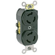 4550 Duplex Grounding Locking Receptacle, 250 V AC, 15 A, 2 Poles, 3 Wires, Black